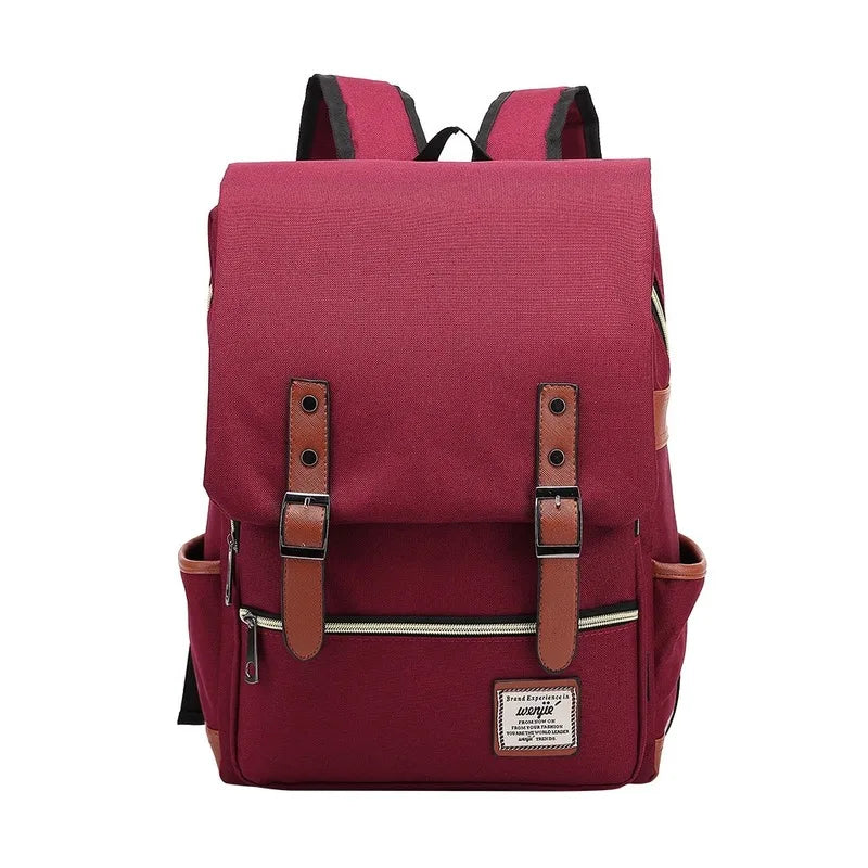 Laptop Backpack: Fashion Vintage Laptop Backpack Women Canvas Bags Men canvas Travel Leisure Backpacks Retro Casual Bag School Bags For Teenager#
