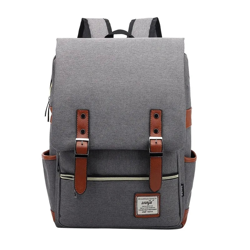 Laptop Backpack: Fashion Vintage Laptop Backpack Women Canvas Bags Men canvas Travel Leisure Backpacks Retro Casual Bag School Bags For Teenager#