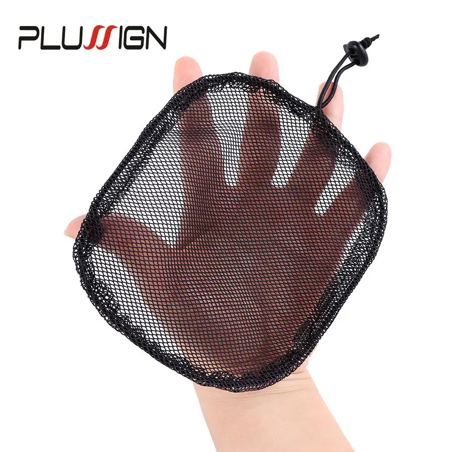 3Pcs Ponytail Net Drawstring Stretchy Base For Making Afro Bun Puff Drawstring Ponytail Weaving Net Round Hairnet Pony Tail