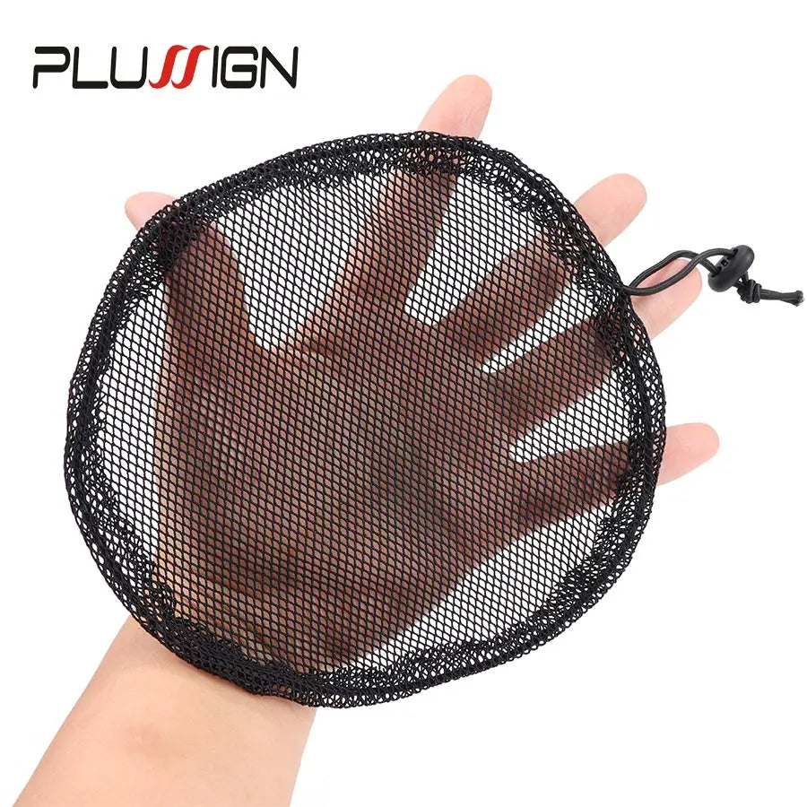 3Pcs Ponytail Net Drawstring Stretchy Base For Making Afro Bun Puff Drawstring Ponytail Weaving Net Round Hairnet Pony Tail
