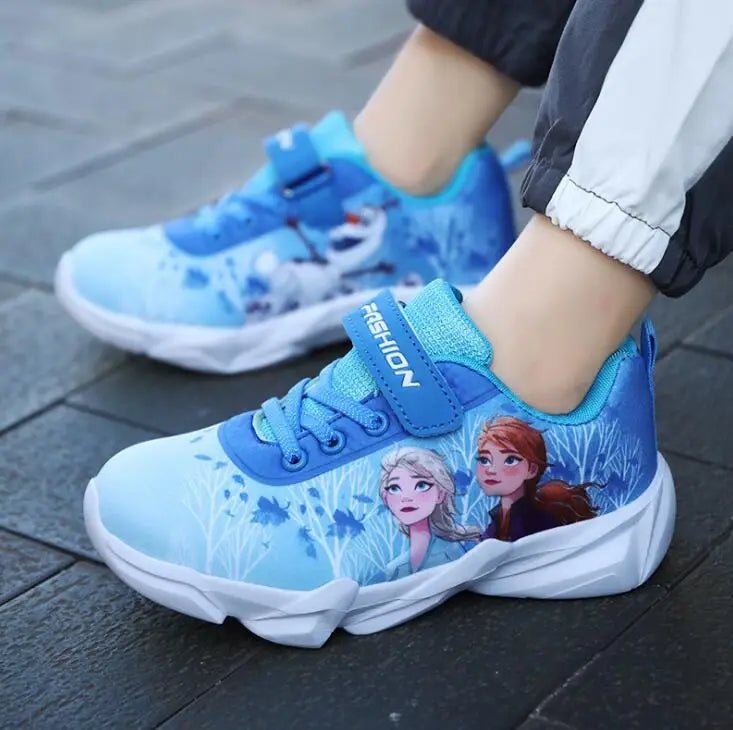 New Cartoon Disney Girls Princess Kids Shoes Running Frozen Children Sneakers For Girls Fashion Elsa Anna Sport Shoes