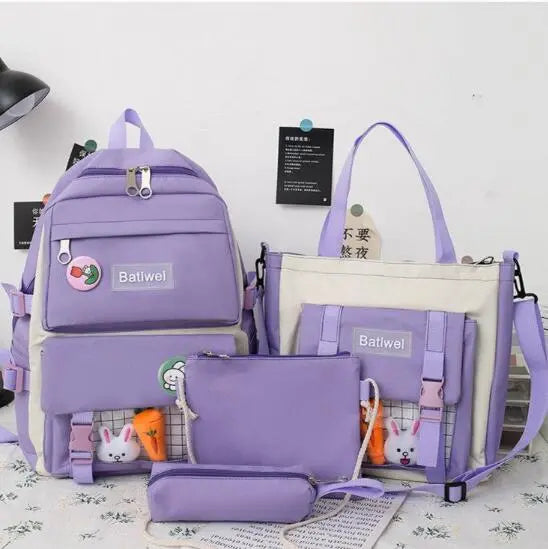 New Large-capacity Teenagers Schoolbag Campus Unisex Student Backpack Set Cute College Girl Backpack Female Mochila