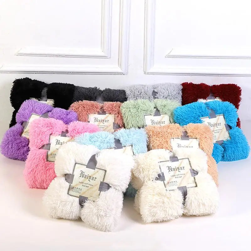 Blanket: 41Super Soft Fuzzy Fur Faux Elegant Cozy With Fluffy Throw Blanket Bed Sofa Bedspread Long Shaggy Soft Warm Bedding Sheet Large