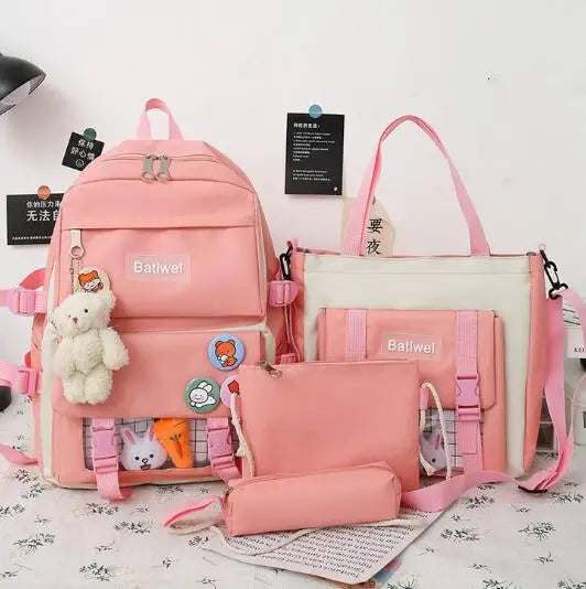 New Large-capacity Teenagers Schoolbag Campus Unisex Student Backpack Set Cute College Girl Backpack Female Mochila