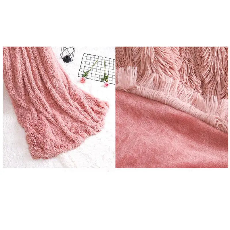 Blanket: 41Super Soft Fuzzy Fur Faux Elegant Cozy With Fluffy Throw Blanket Bed Sofa Bedspread Long Shaggy Soft Warm Bedding Sheet Large