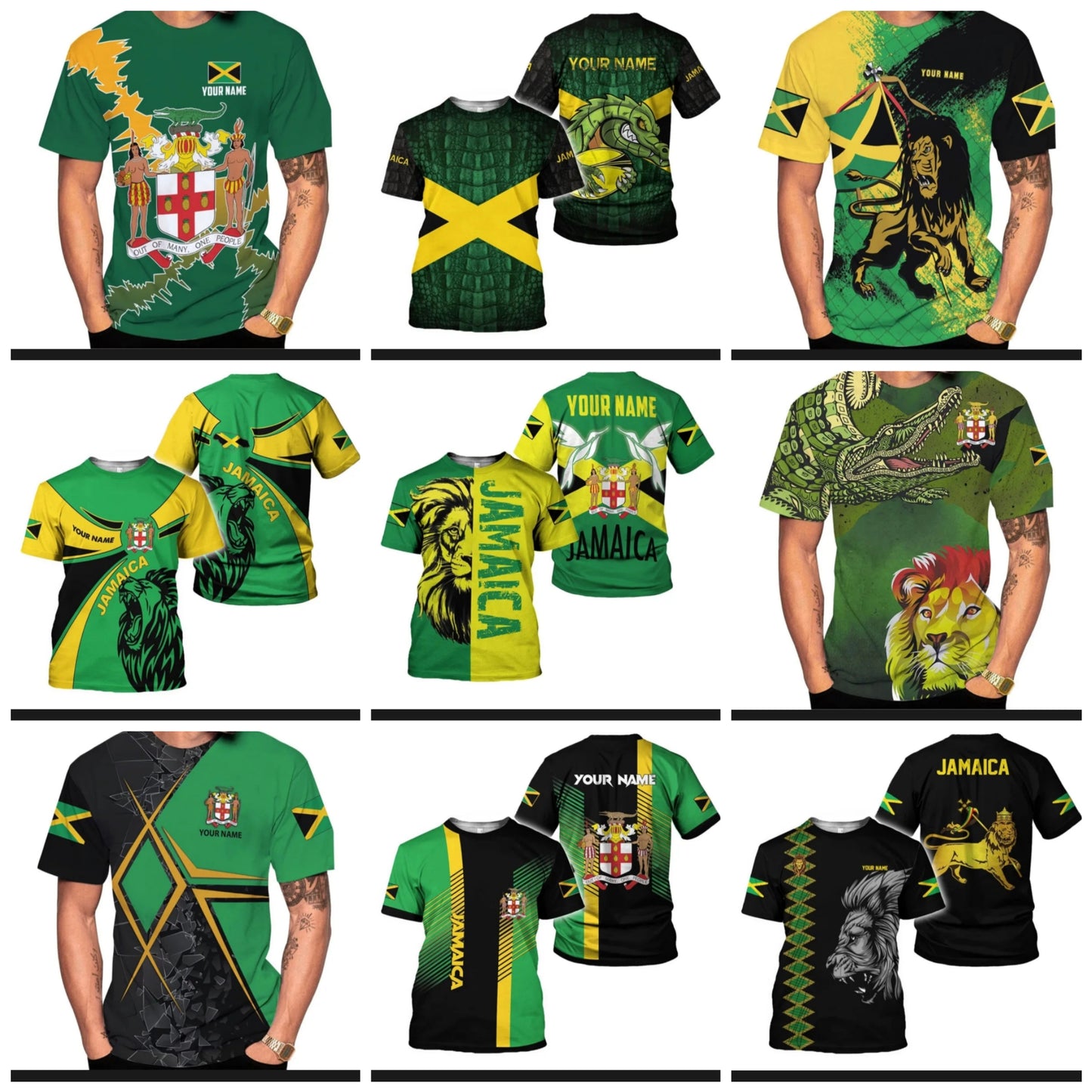 Jamaica T-Shirt🇯🇲: Summer Jamaica Flag Lion 3d Printed Men's Top T-shirt Harajuku Fashion Lion Print Short Sleeve Comfortable Breathable Top: