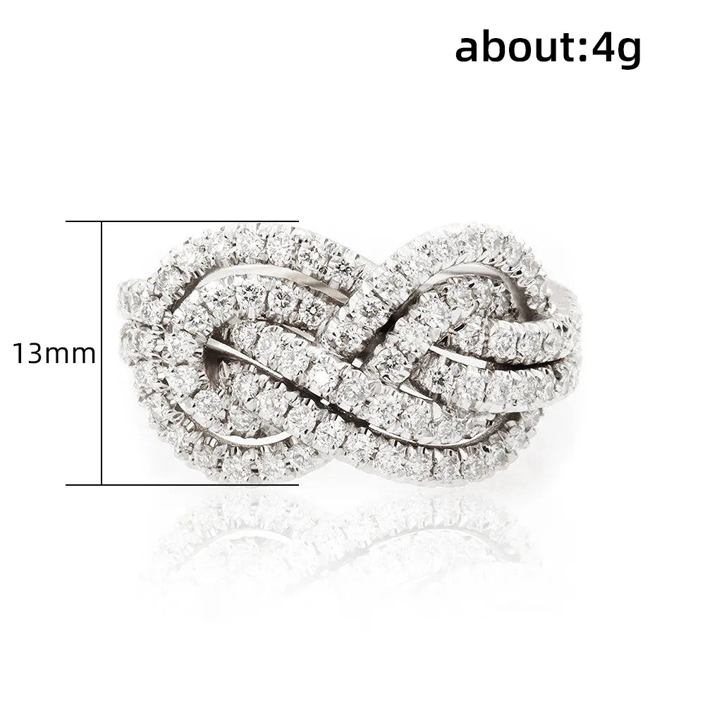 Huitan 2023 New Woman Ring Twist Infinite Shape Crystal Cubic Zirconia Rings Exquisite Female Wedding Bands Fashion Jewelry Bulk
