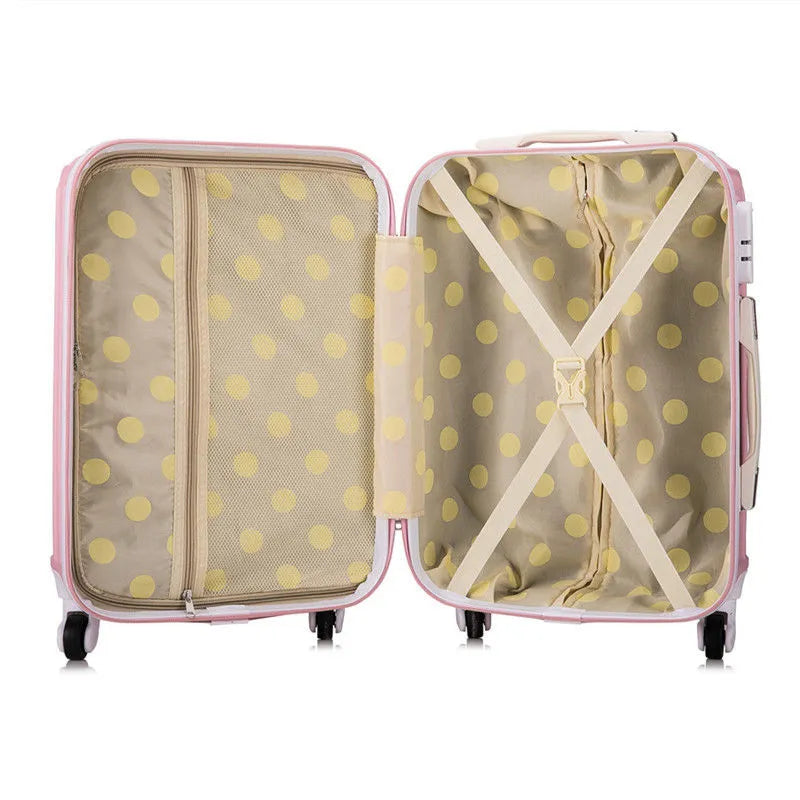 2PCS/SET fashion Cosmetic bag 20/24 inch girl students trolley case Travel spinner Password luggage woman rolling suitcase