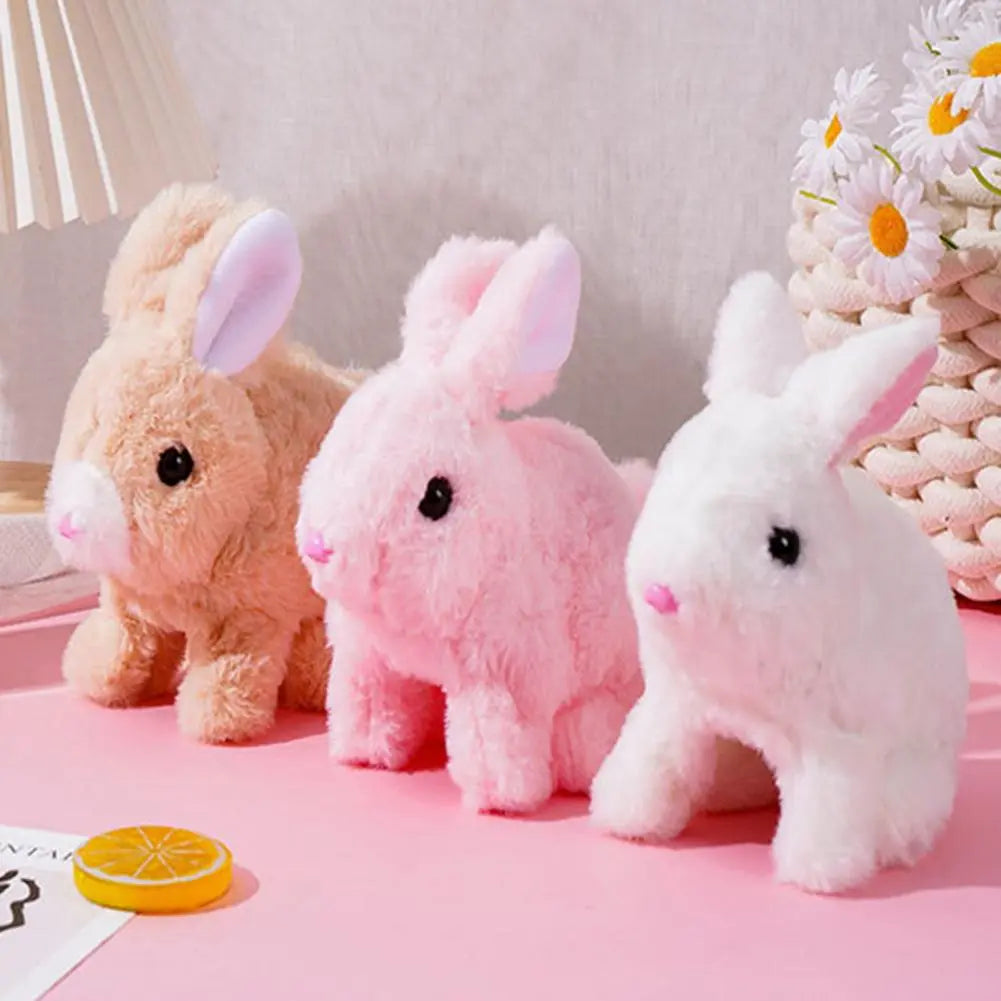 Electric Rabbit Toy Soft Plush Walking Barking Jumping Sounding Mouth Moving Ears Birthday Gift Kids Smart Simulation Bunny Doll