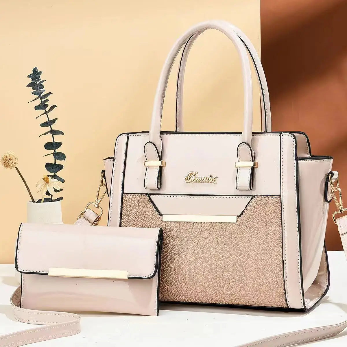 Handbag Set: 2Pcs Set Women Handbags Large Capacity Women Bag Ladies Leather Tote Shoulder Bags