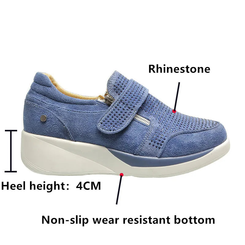Women's Shoes: Wedges Shoes Woman Sneakers Zipper Platform Trainers Women Shoes Casual Lace-Up Tenis Feminino Zapatos De Mujer Womens Sneakers