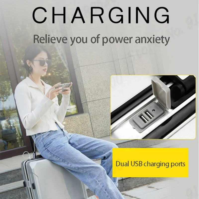 Popular Fashion Rolling Luggage 20/22/24/ 26 Inch Brand Suitcase Men Aluminum Frame Travel Suitcase Ladies Luggage Zipper