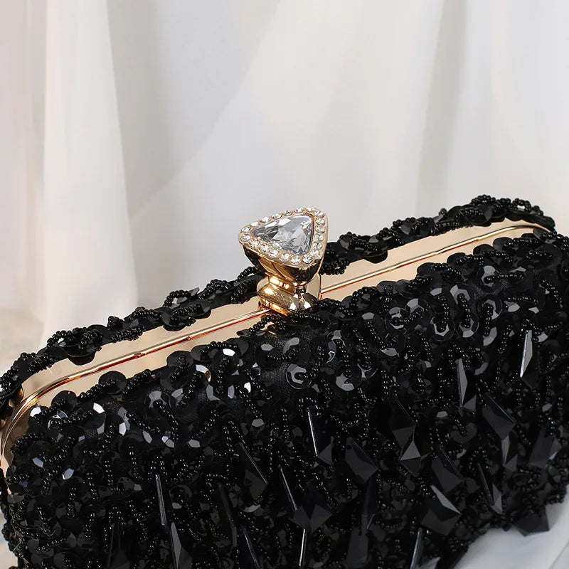 Handmade Beaded Luxury Women's Clutch Bag 2022 Celebrity Evening Party Handbag Wallet Diamond Shiny Tote Prom Purse