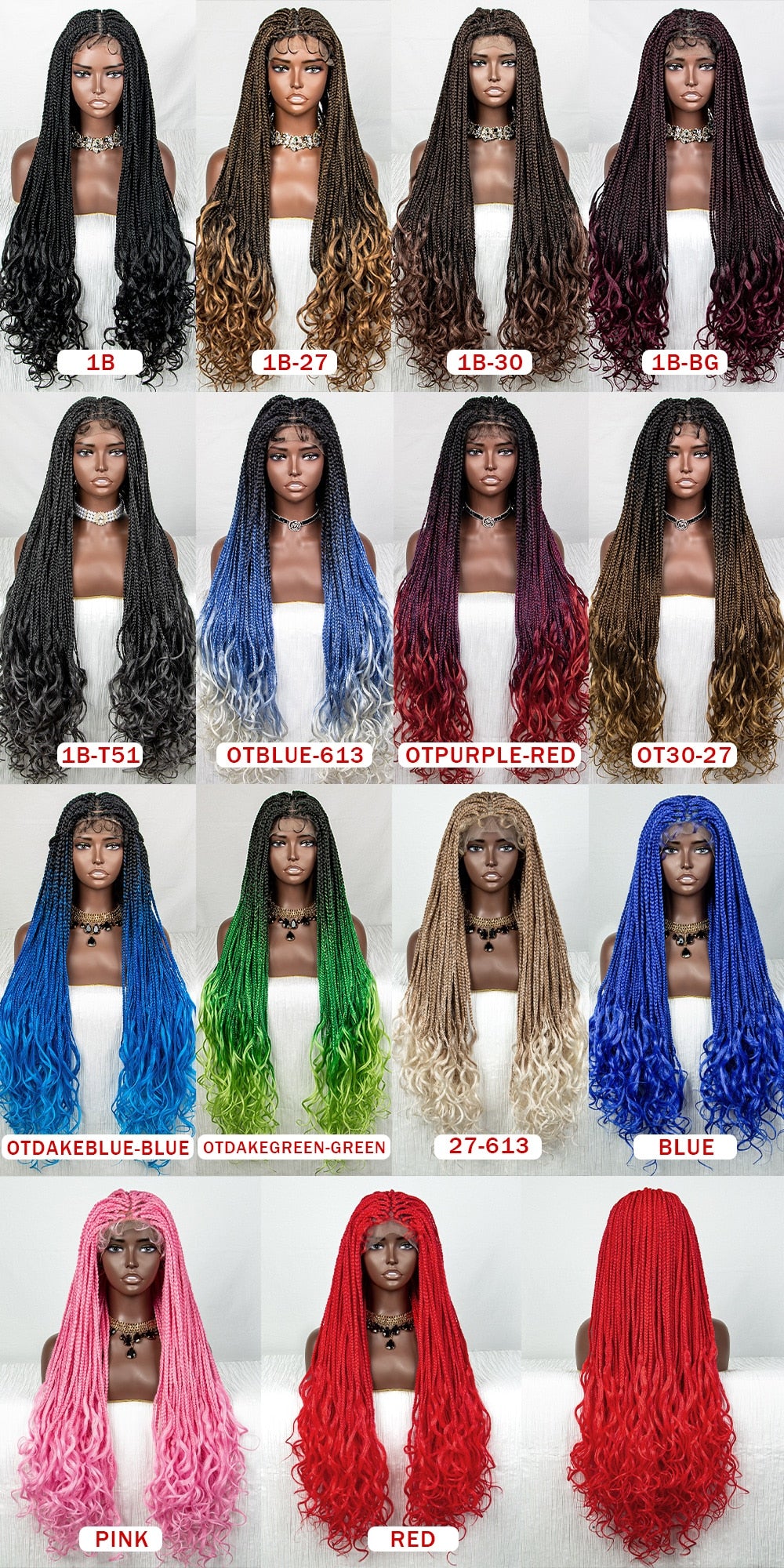 36 Inches Braided Wigs Synthetic Lace Front Wigs with Baby Hair