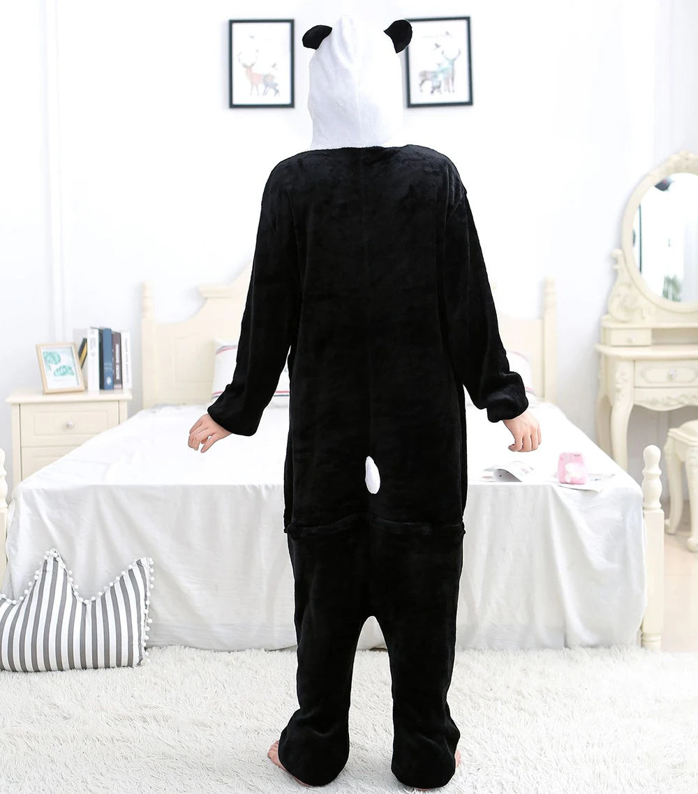 Winter Adults Animal Panda Onesies Women Men Unisex Anime Pajamas Cartoon Costumes Christmas Hooded Jumpsuits Flannel Pajamas