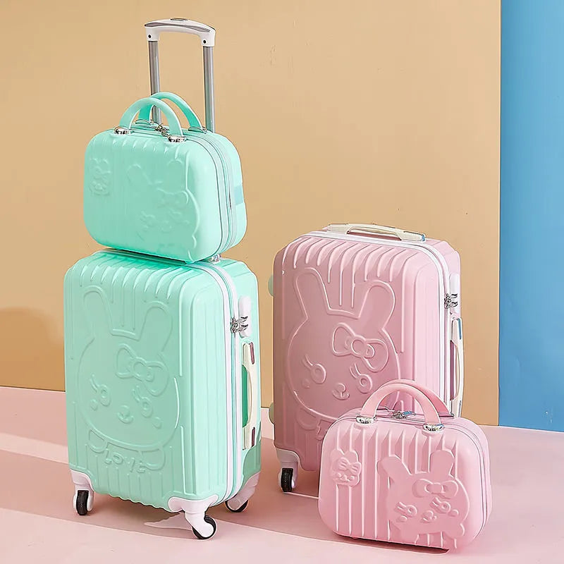 2PCS/SET fashion Cosmetic bag 20/24 inch girl students trolley case Travel spinner Password luggage woman rolling suitcase