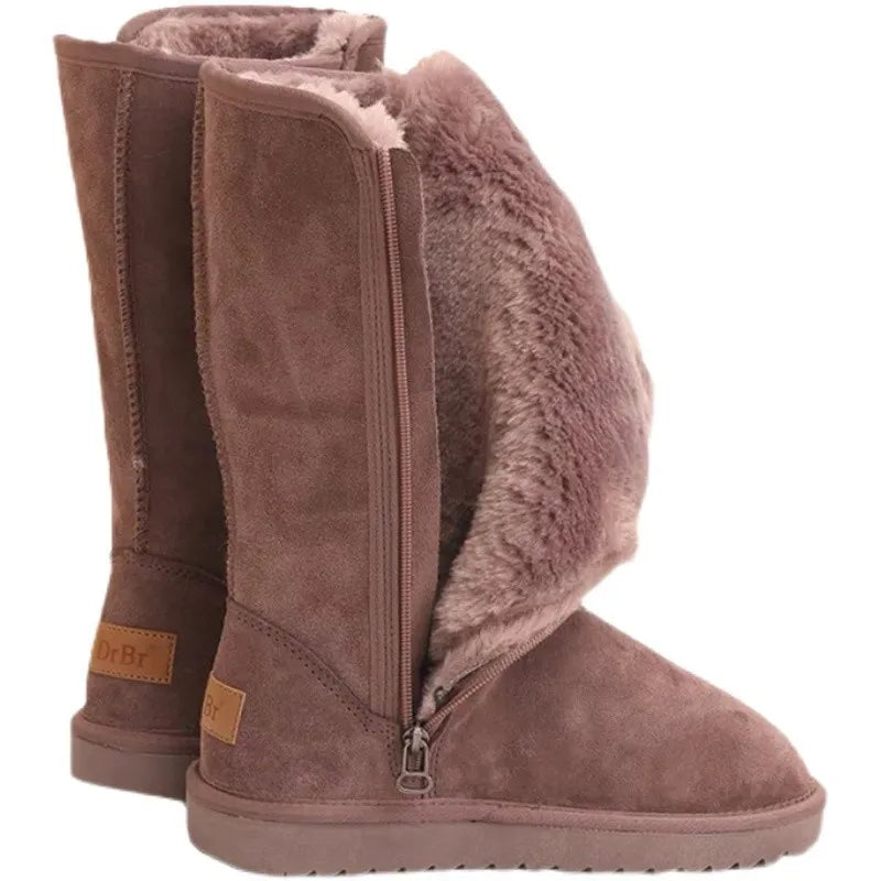 Women Classic Ladies Girls Winter Snow Boots 2023 Waterproof Warm Genuine Leather Fur Australia Plus Velvet Knee High Winter