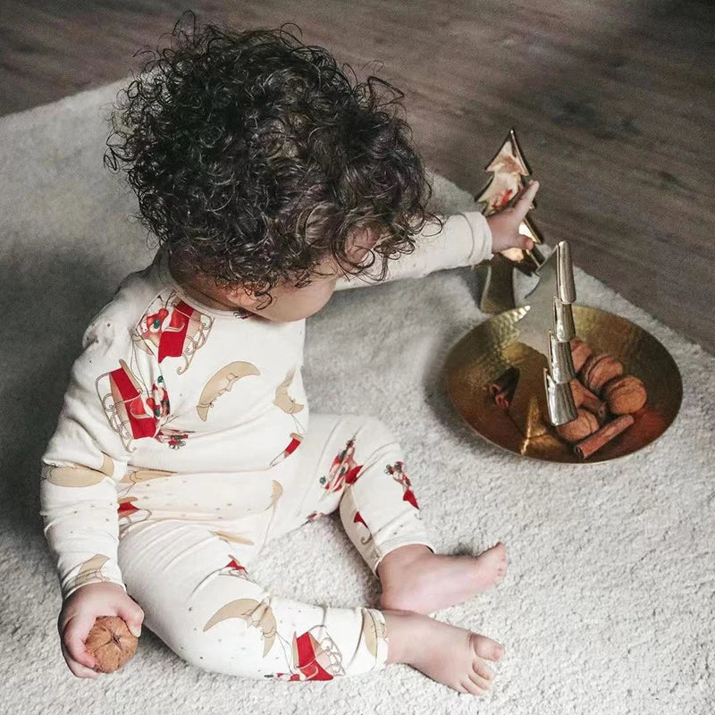 Christmas Kids Pajamas Set For Boys and Girls Cotton Children Autumn Homewear Classic Christmas Baby Clothes Sets