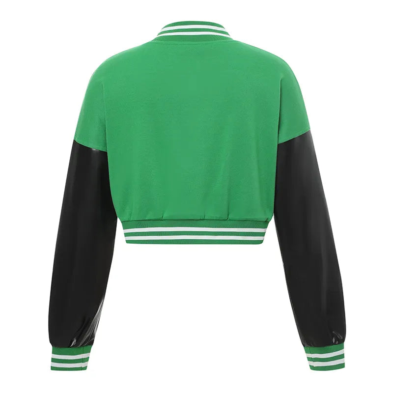 Kim Baseball Jacket: Woman Y2K Oversized Baseball Uniform Jacket Bomber Top Coat Letters Embroidery Pattern Long Sleeve Jacket with Pocket