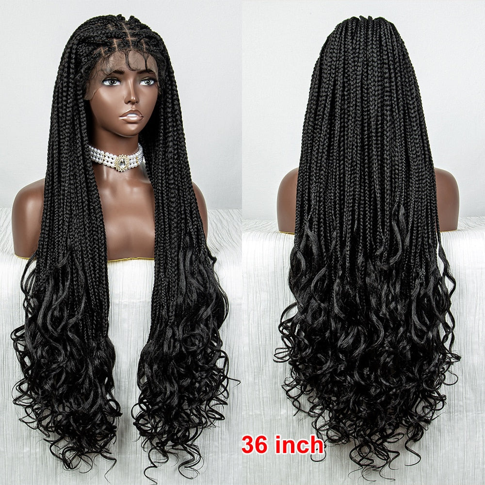 36 Inches Braided Wigs Synthetic Lace Front Wigs with Baby Hair