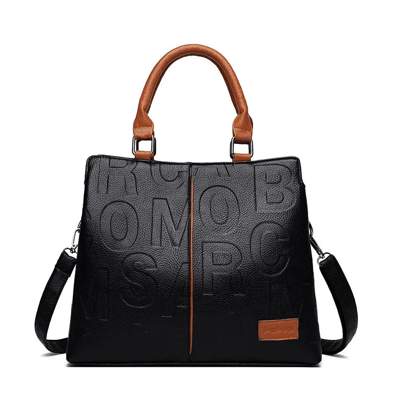 Trendy Handbag: Leather Casual Crossbody Bags for Women Ladies Luxury Designer Tote Handbag Female Large Capacity Travel ShouldSac