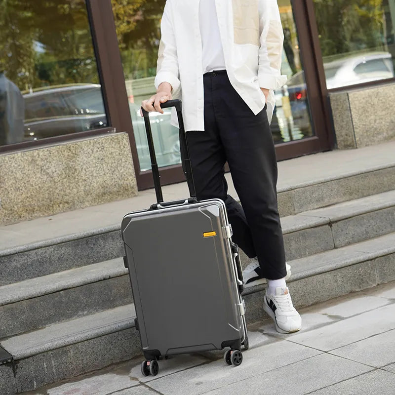 Luggage Students 2023 New Aluminium Frame Carry-on Suitcase Universal Wheel Zipper Women and Men Password Travel Bags With Wheel