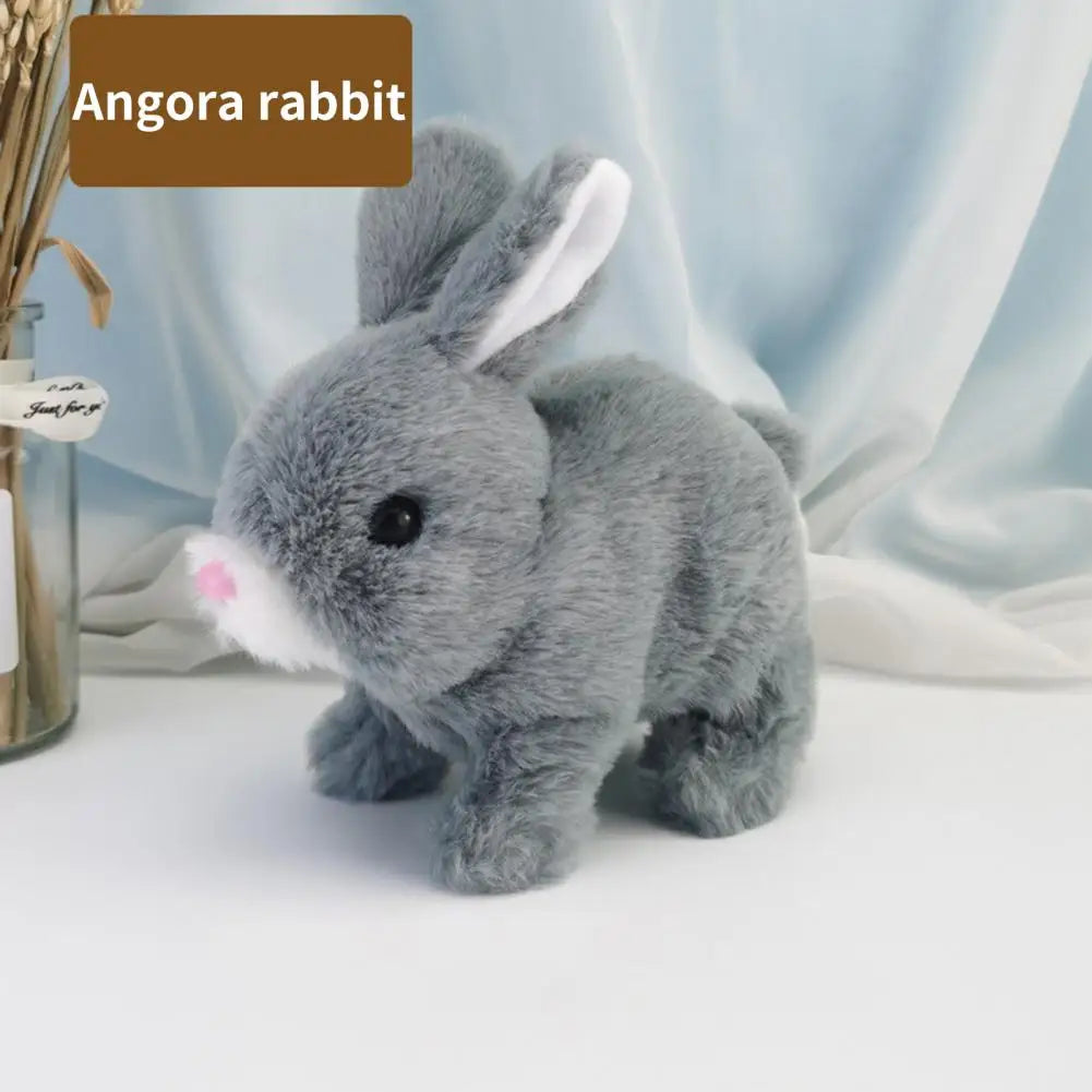 Electric Rabbit Toy Soft Plush Walking Barking Jumping Sounding Mouth Moving Ears Birthday Gift Kids Smart Simulation Bunny Doll
