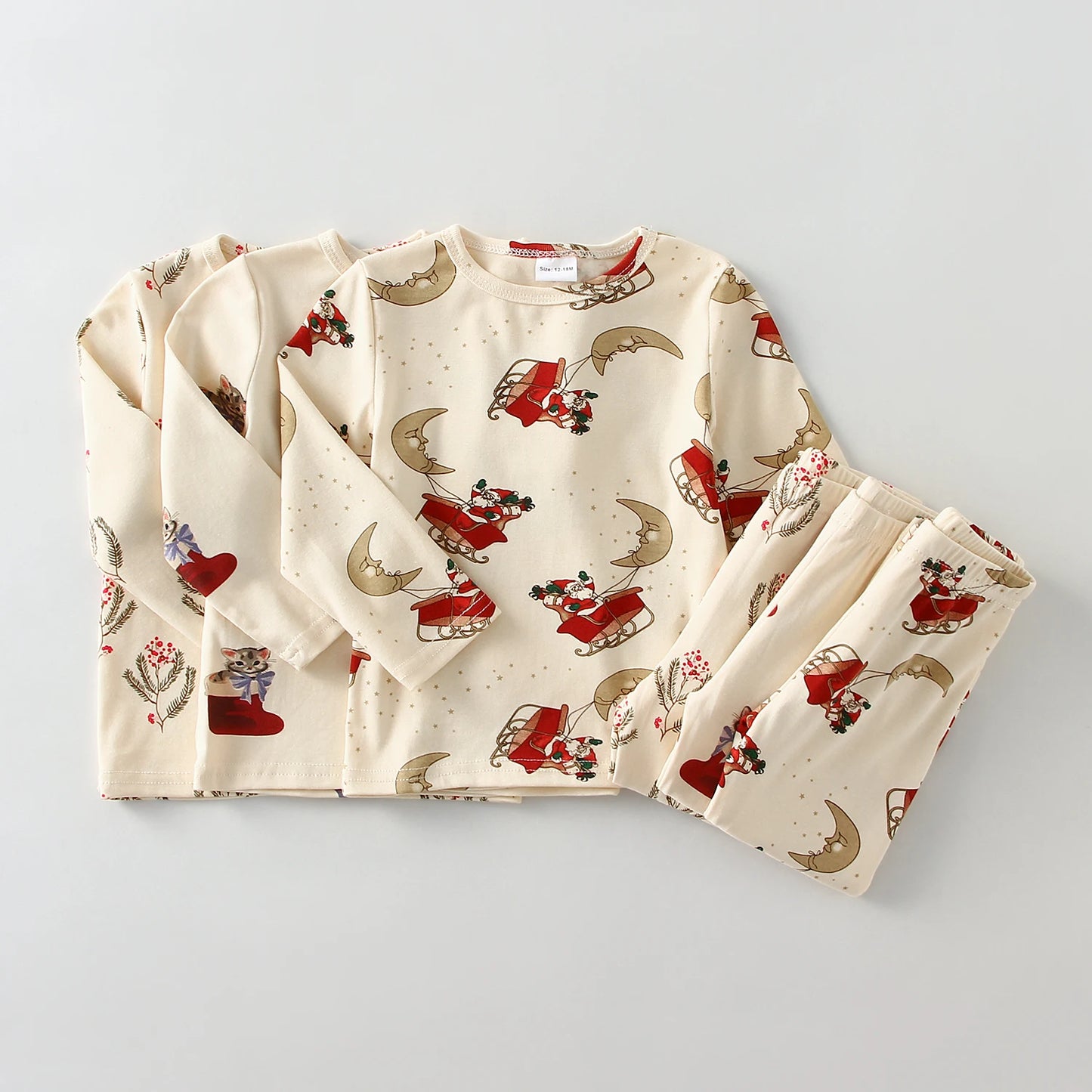 Christmas Kids Pajamas Set For Boys and Girls Cotton Children Autumn Homewear Classic Christmas Baby Clothes Sets