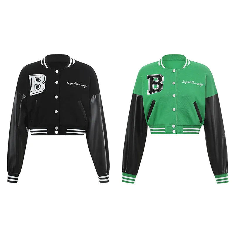 Kim Baseball Jacket: Woman Y2K Oversized Baseball Uniform Jacket Bomber Top Coat Letters Embroidery Pattern Long Sleeve Jacket with Pocket