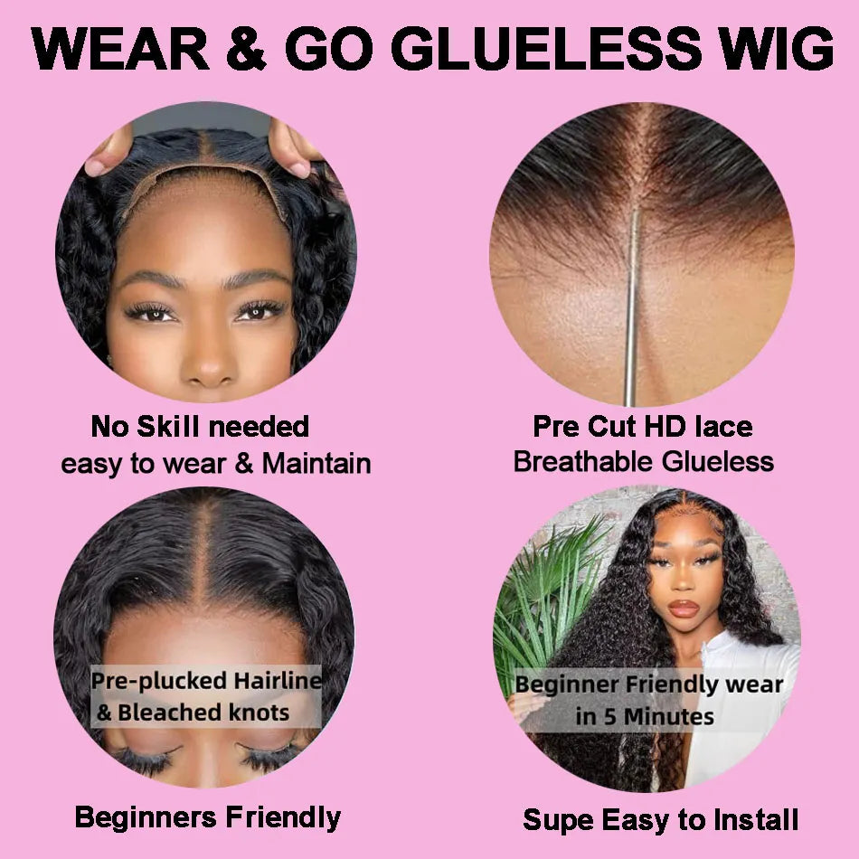Glueless Wig Human Hair Ready to Wear Straight Glueless HD Lace Human Hair Wigs Pre Plucked 5x5 Lace Closure Wig