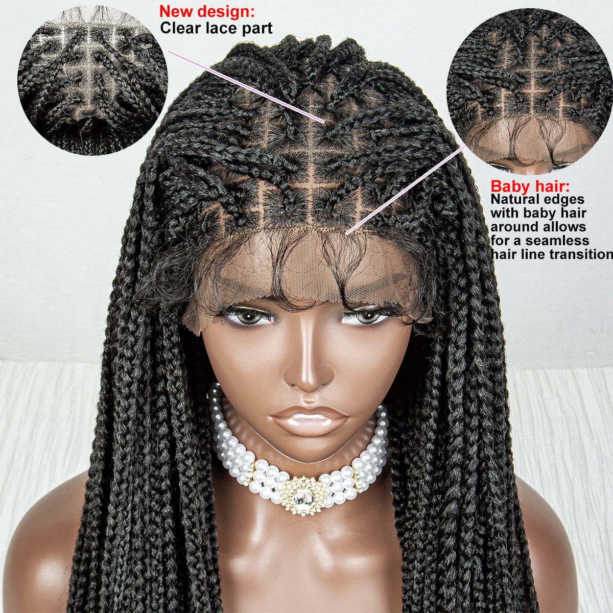 36 Inches Braided Wigs Synthetic Lace Front Wigs with Baby Hair