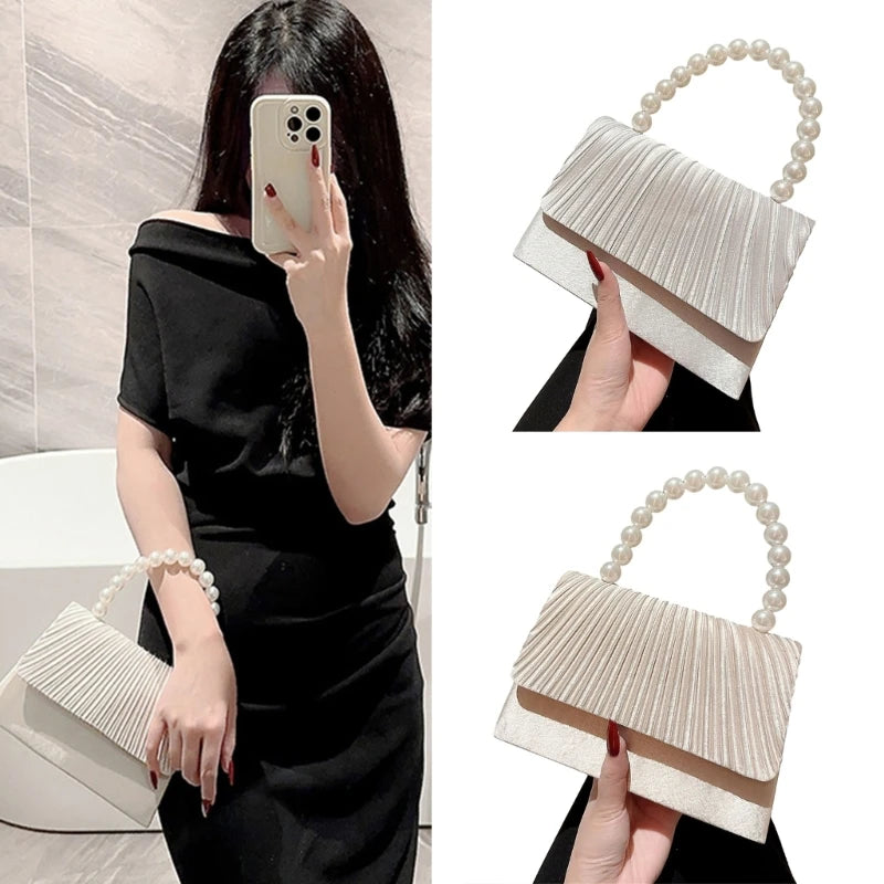 Formal Evening Bag Wedding Party Pearl Handle Clutch Cocktail Prom Handbags