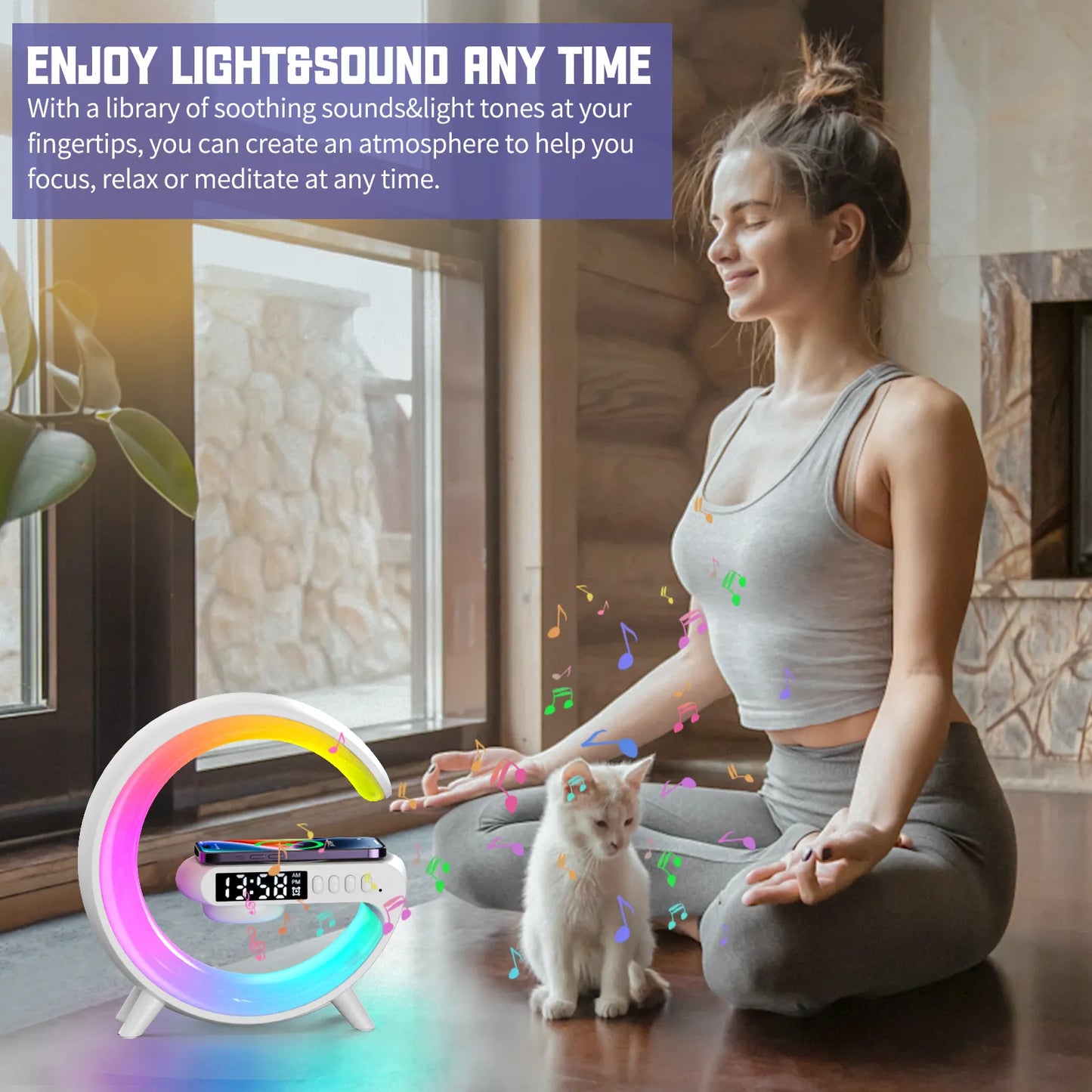 COLSUR Led Lamp Bedside Table Alarm Clock Wireless Charger