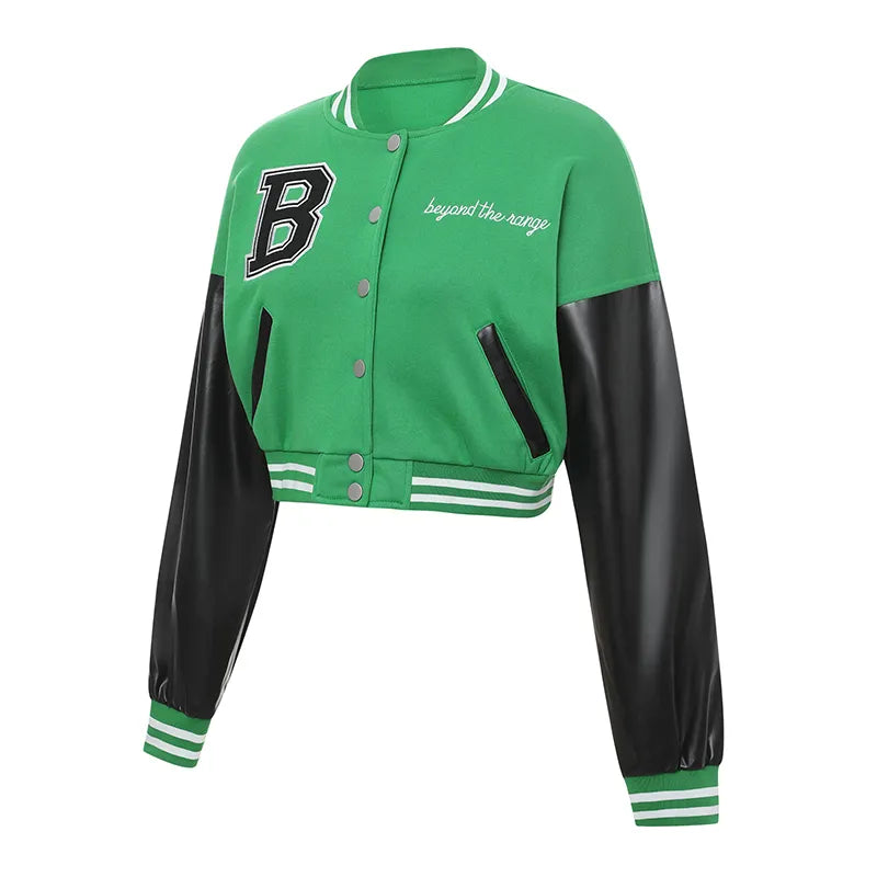 Kim Baseball Jacket: Woman Y2K Oversized Baseball Uniform Jacket Bomber Top Coat Letters Embroidery Pattern Long Sleeve Jacket with Pocket
