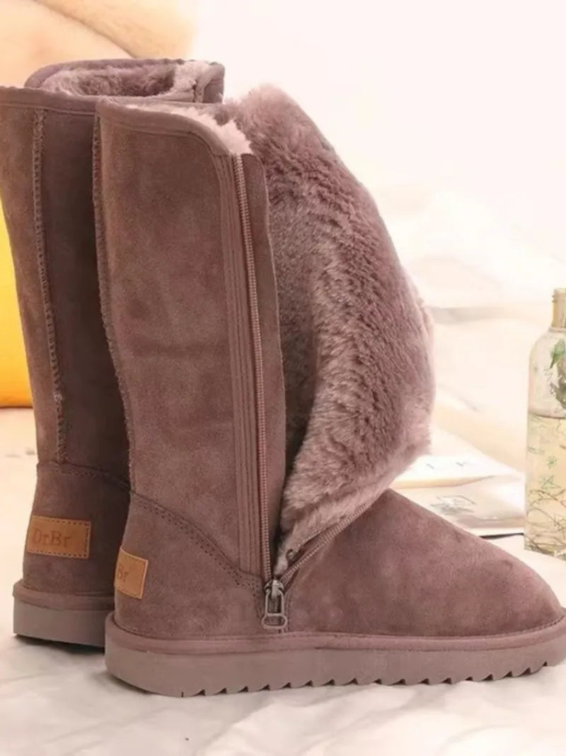 Women Classic Ladies Girls Winter Snow Boots 2023 Waterproof Warm Genuine Leather Fur Australia Plus Velvet Knee High Winter