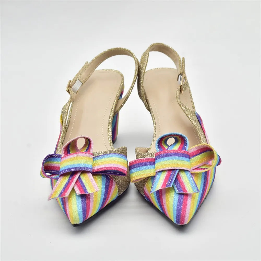 Italian High Fashion Shoes Decorated with Rainbow Butterfly Shoes and Bag To Match for Wedding Nigeria Bag and Shoes for Ladies