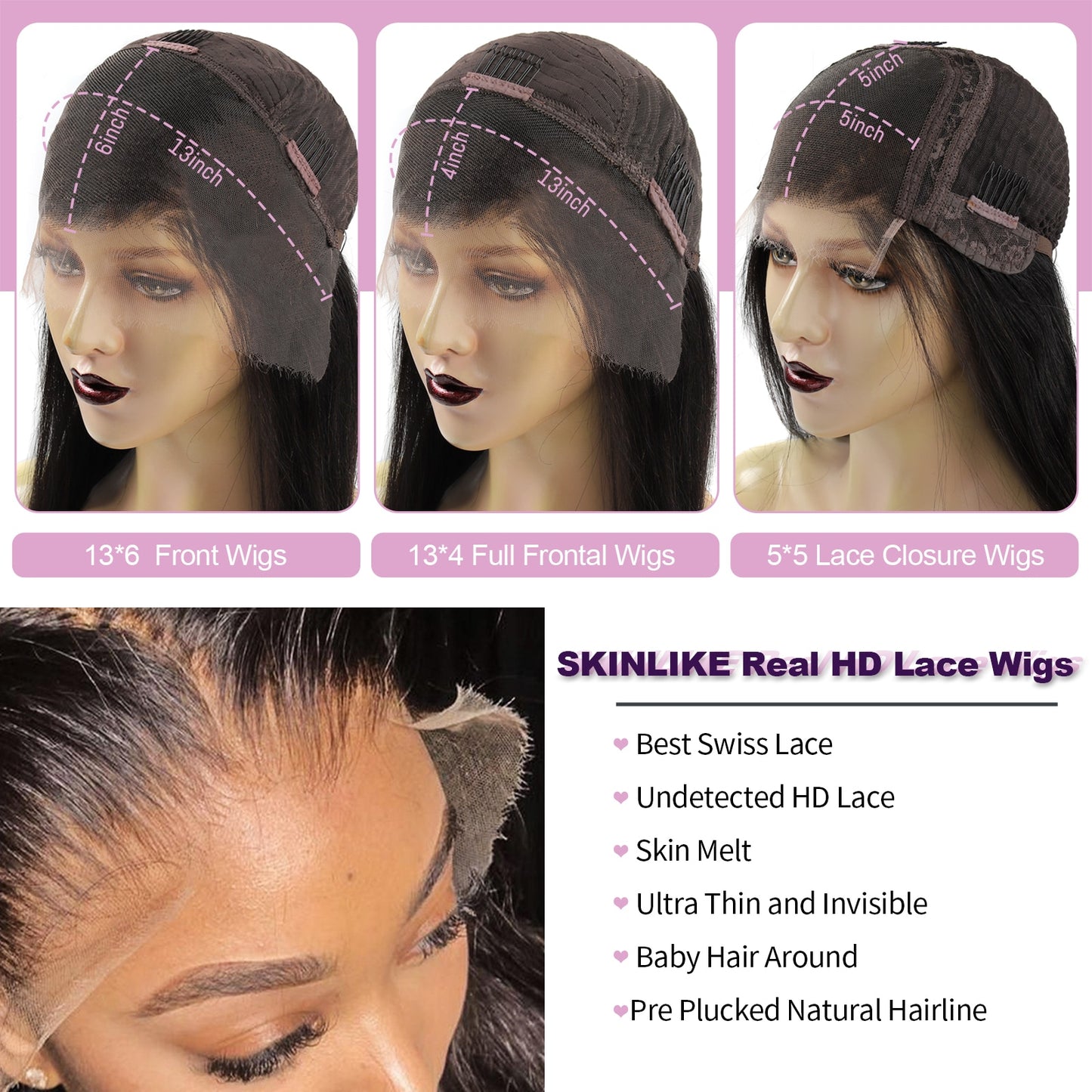 Wowangel 13x6 Full Lace Frontal HD Lace Frontal Wigs