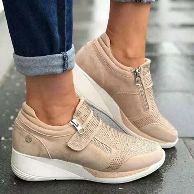 Women's Shoes: Wedges Shoes Woman Sneakers Zipper Platform Trainers Women Shoes Casual Lace-Up Tenis Feminino Zapatos De Mujer Womens Sneakers