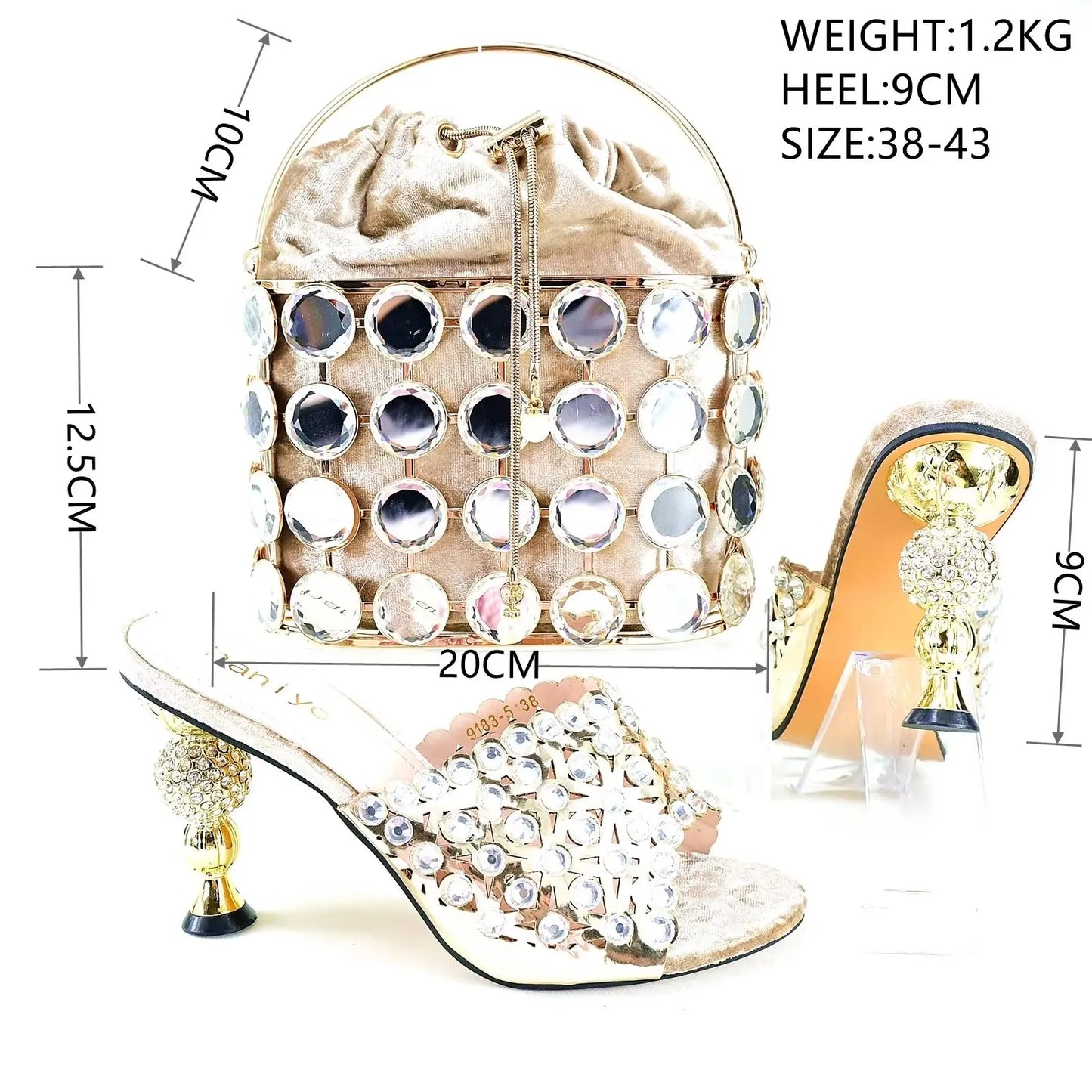 2024 Hot Selling Hollow out design Peep Toe Ladies Sandals Shoes Matching Bag Set For Nigeran Women Wedding Party Pump