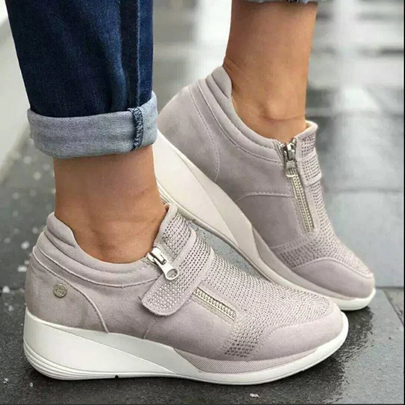 Women's Shoes: Wedges Shoes Woman Sneakers Zipper Platform Trainers Women Shoes Casual Lace-Up Tenis Feminino Zapatos De Mujer Womens Sneakers