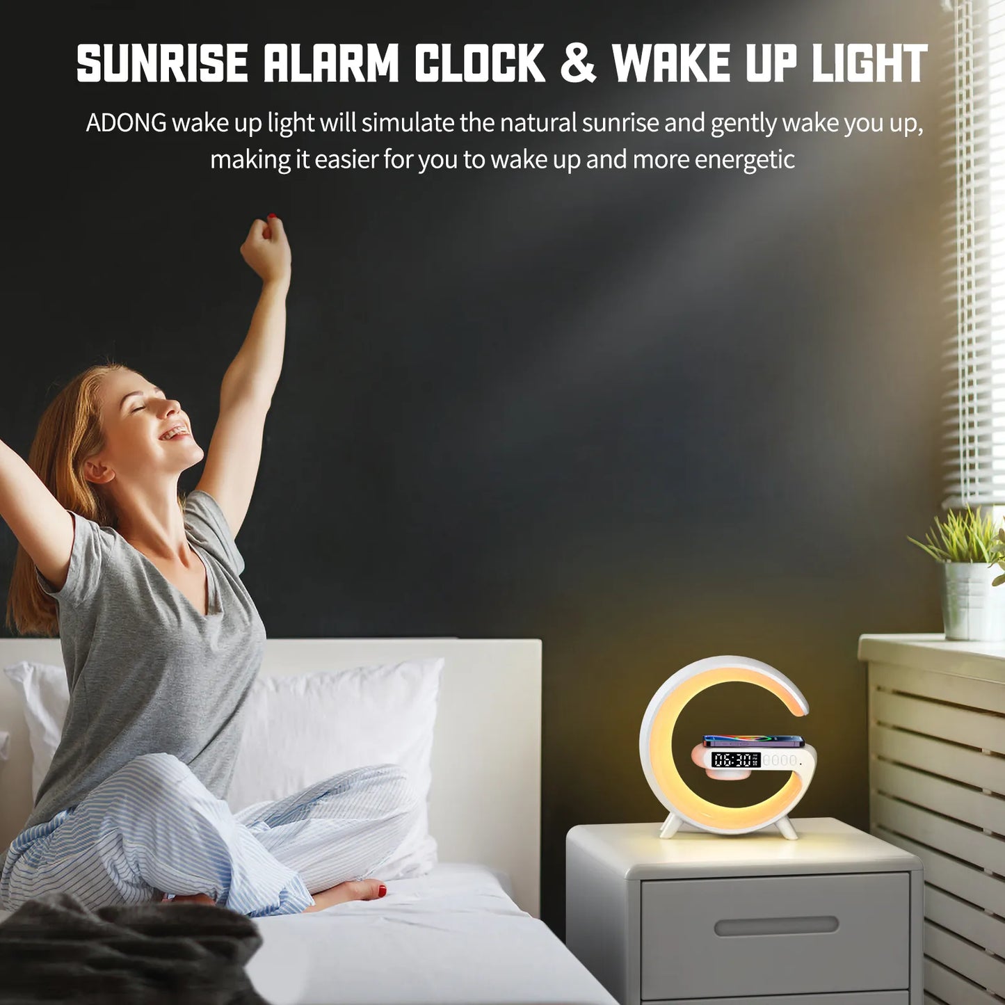 COLSUR Led Lamp Bedside Table Alarm Clock Wireless Charger