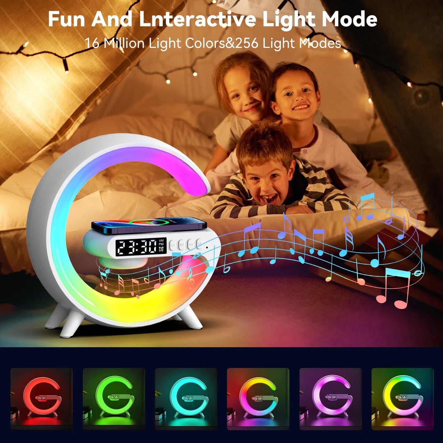 COLSUR Led Lamp Bedside Table Alarm Clock Wireless Charger