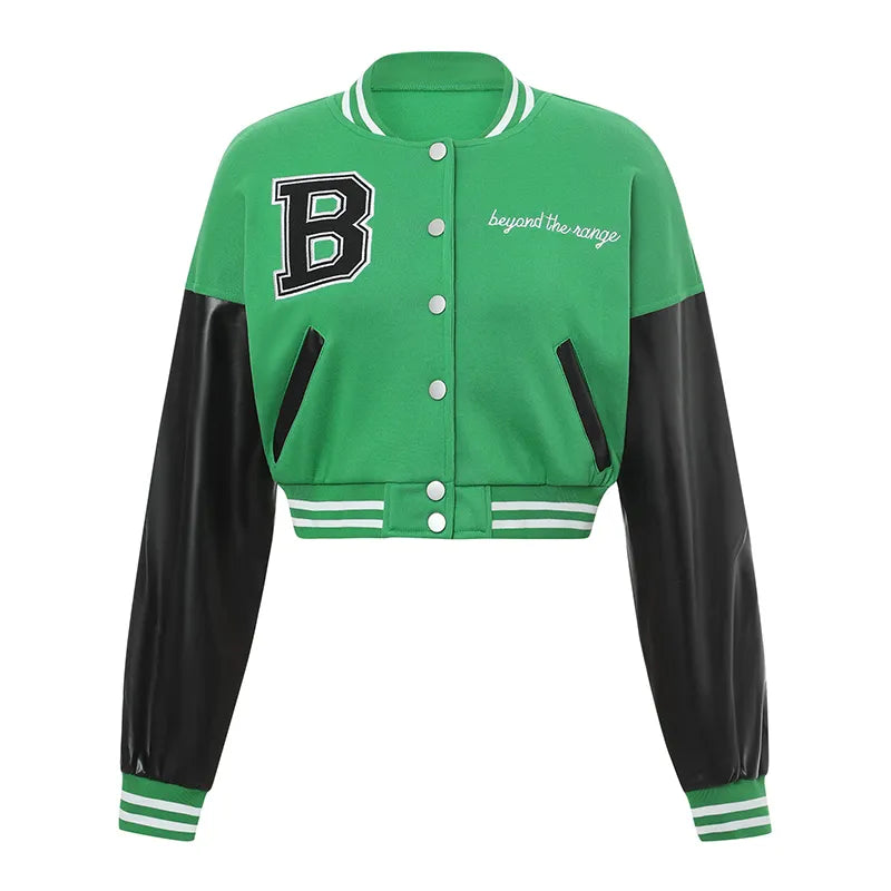 Kim Baseball Jacket: Woman Y2K Oversized Baseball Uniform Jacket Bomber Top Coat Letters Embroidery Pattern Long Sleeve Jacket with Pocket