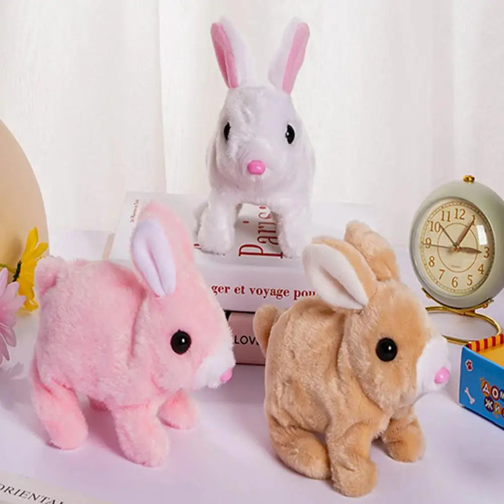 Electric Rabbit Toy Soft Plush Walking Barking Jumping Sounding Mouth Moving Ears Birthday Gift Kids Smart Simulation Bunny Doll