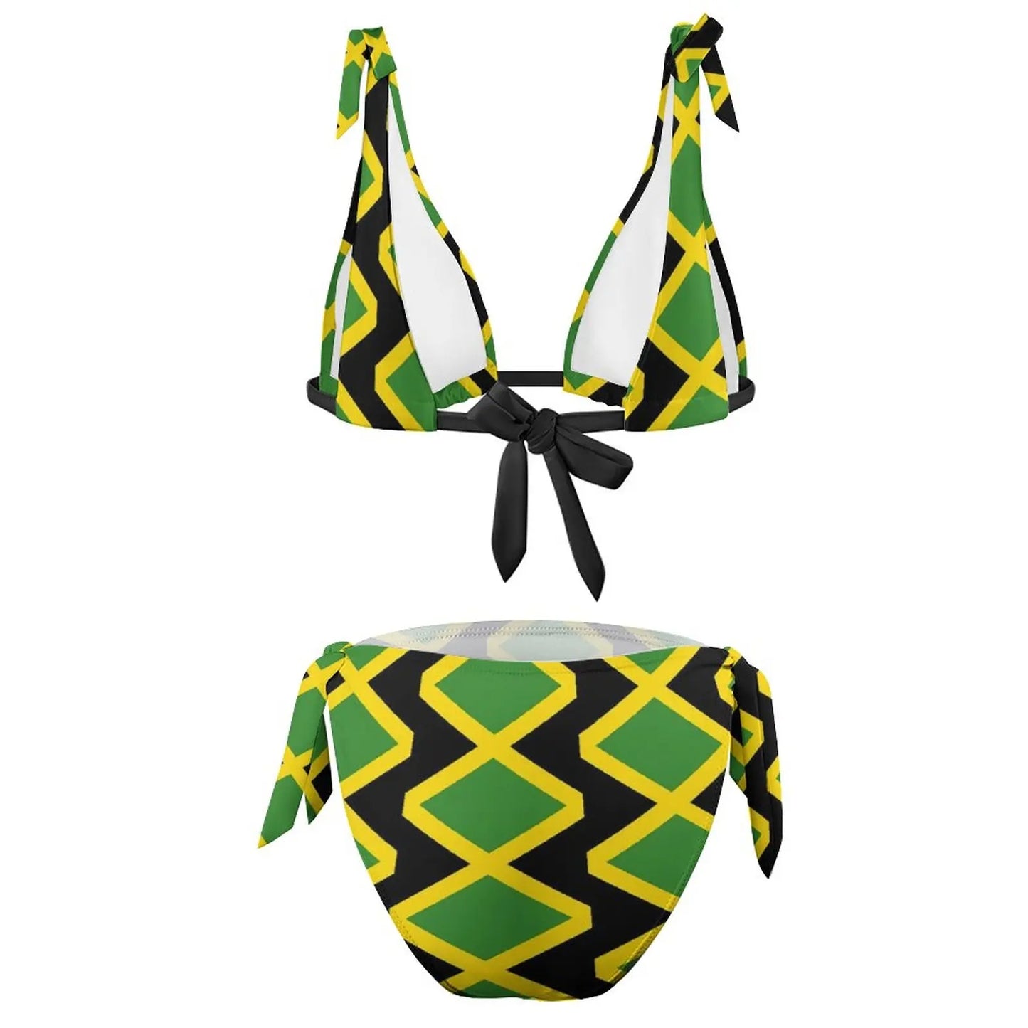 Jamaican Inspired Bikini Set🇯🇲: Jamaican Flag Bikinis Set Sexy Jamaica Cushion Bikini Swimsuit Pool Custom Swimwear Push Up Aesthetic Beach Wear