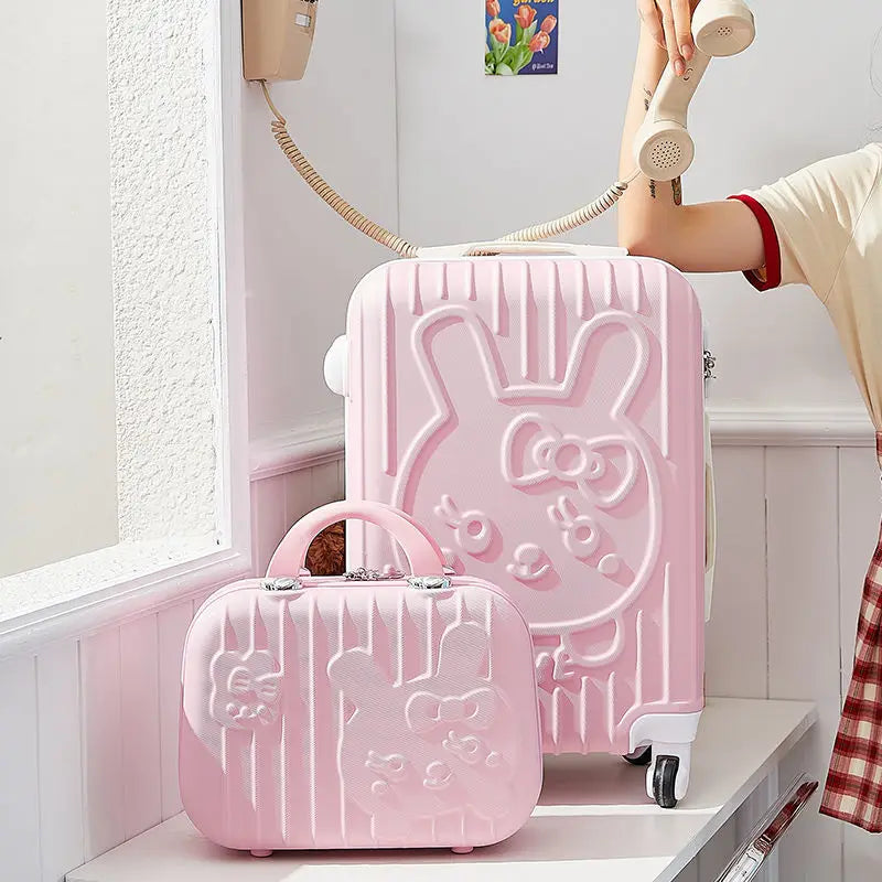 2PCS/SET fashion Cosmetic bag 20/24 inch girl students trolley case Travel spinner Password luggage woman rolling suitcase