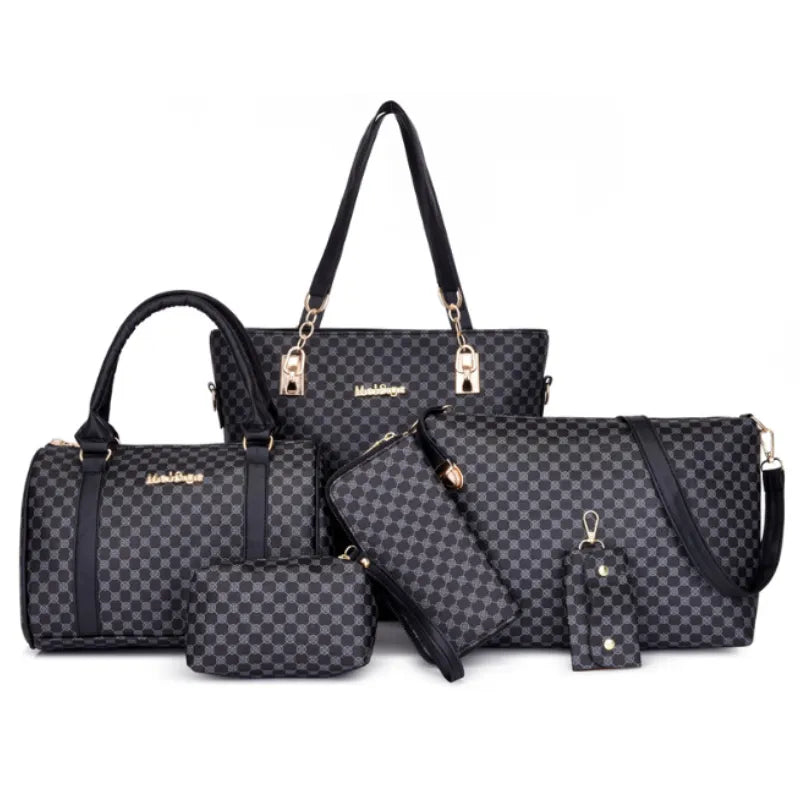 Handbag Set: Women's Handbag 6-piece Set Women's Shoulder Bag Fashion Purse Vintage Leather Bag Large Capacity Handbag Inclined Shoulder Bag