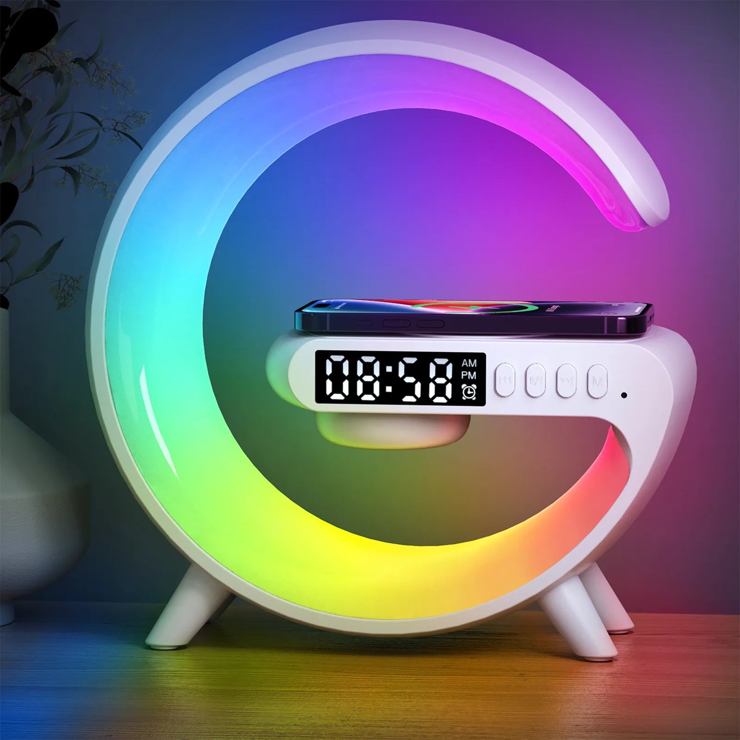 COLSUR Led Lamp Bedside Table Alarm Clock Wireless Charger