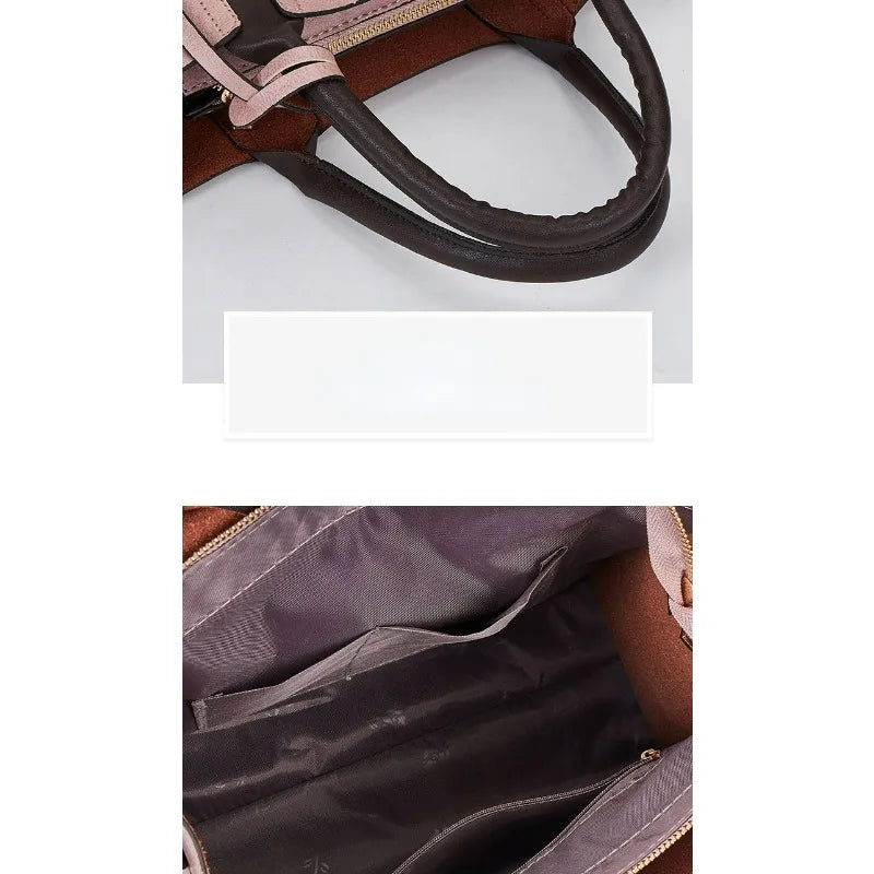 Handbag Set: New 3PC Women Ladies 3 in 1 Fashion Retro Tote Shoulder Bag Lychee Printed Casual PU Leather 3 Pcs Set Messenger Handbags