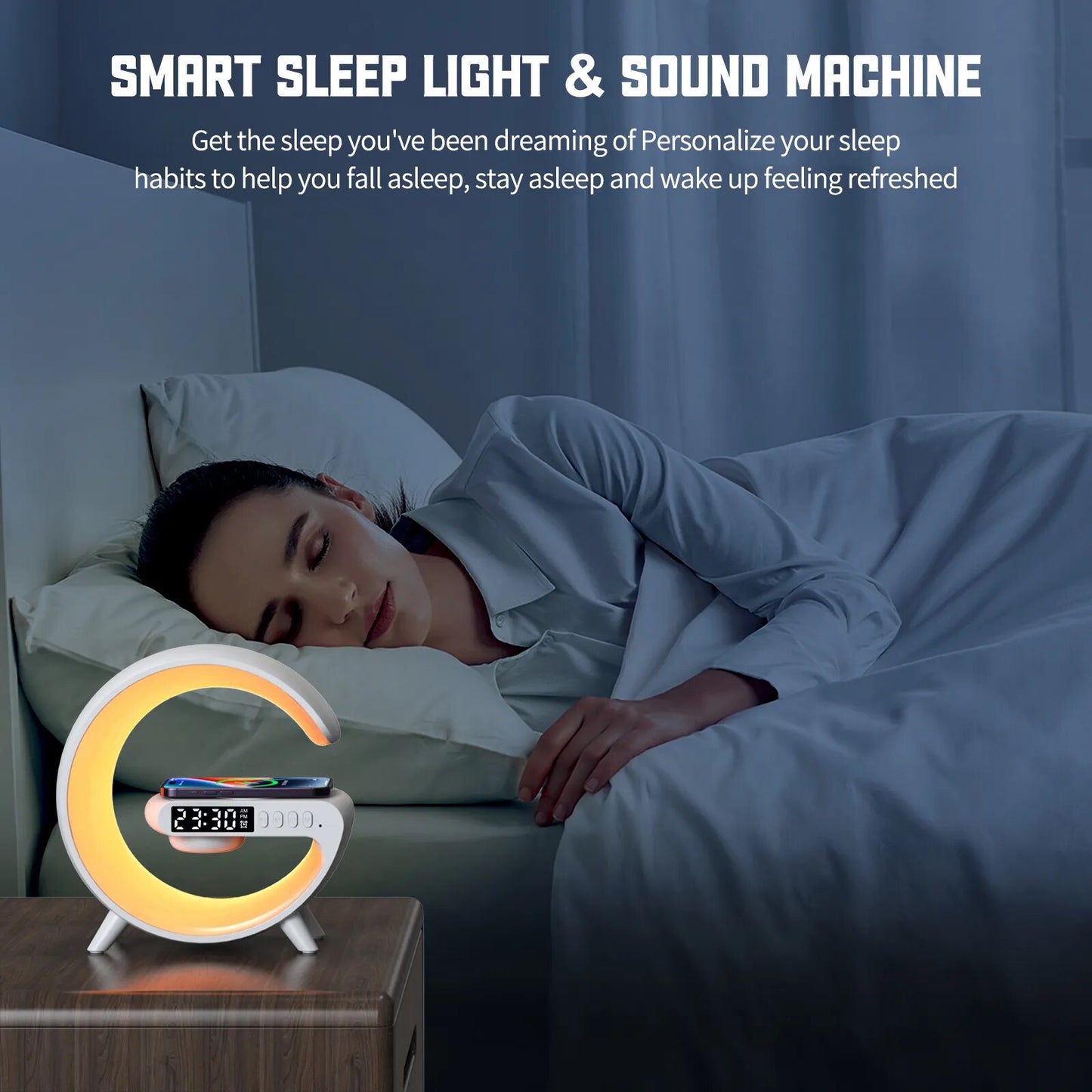 COLSUR Led Lamp Bedside Table Alarm Clock Wireless Charger
